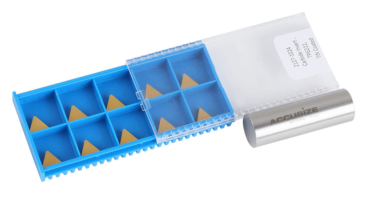 Accusize Industrial Tools Tpg222 Tin Coated Carbide Inserts, 10 Pcs/Box, 2127-1024x10