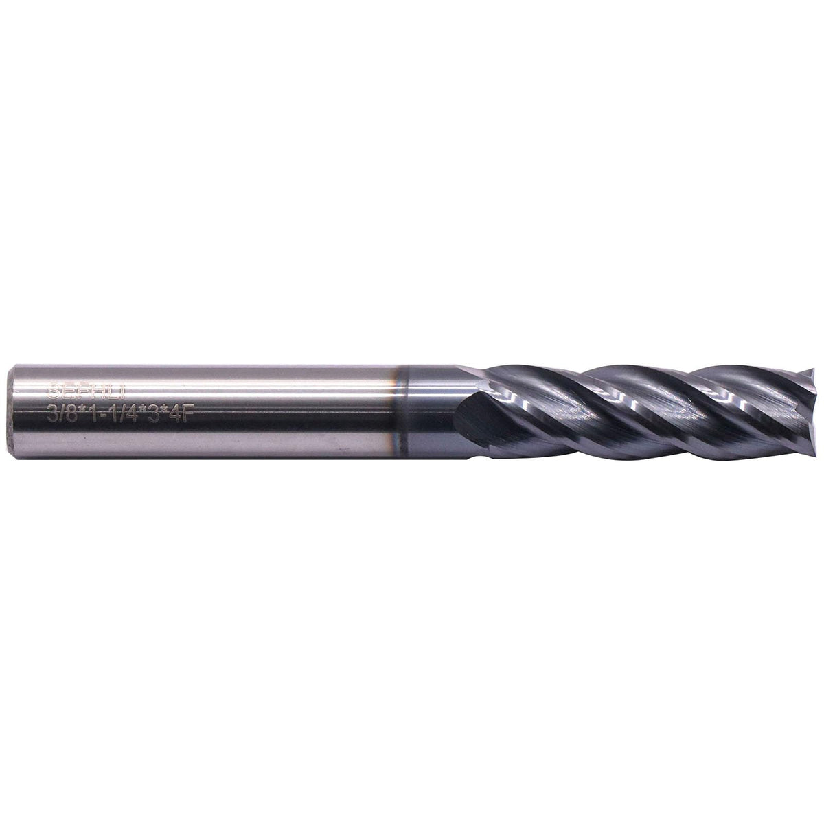 3/8" 4 Flute Solid Carbide Long Square End Mill, 3" OAL, AlTiN Coated