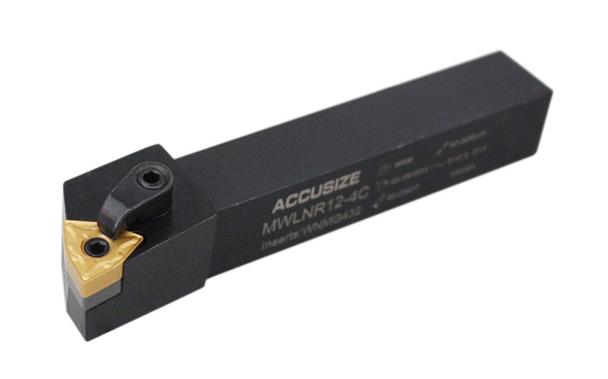 Accusize Industrial Tools MWLNR-12-4C 3/4'' Indexable Turning Tool Holder Kit, 5'' OAL, with 10 Carbide WNMG432 Inserts, Right-Hand, 2316-0008INS2