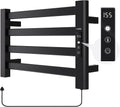 Towel Warmers for Bathroom, Wall Mounted Heated Towel Dryer Rack | 11.4" 4 Bars Black – IPX6, Touch Display, 24hr