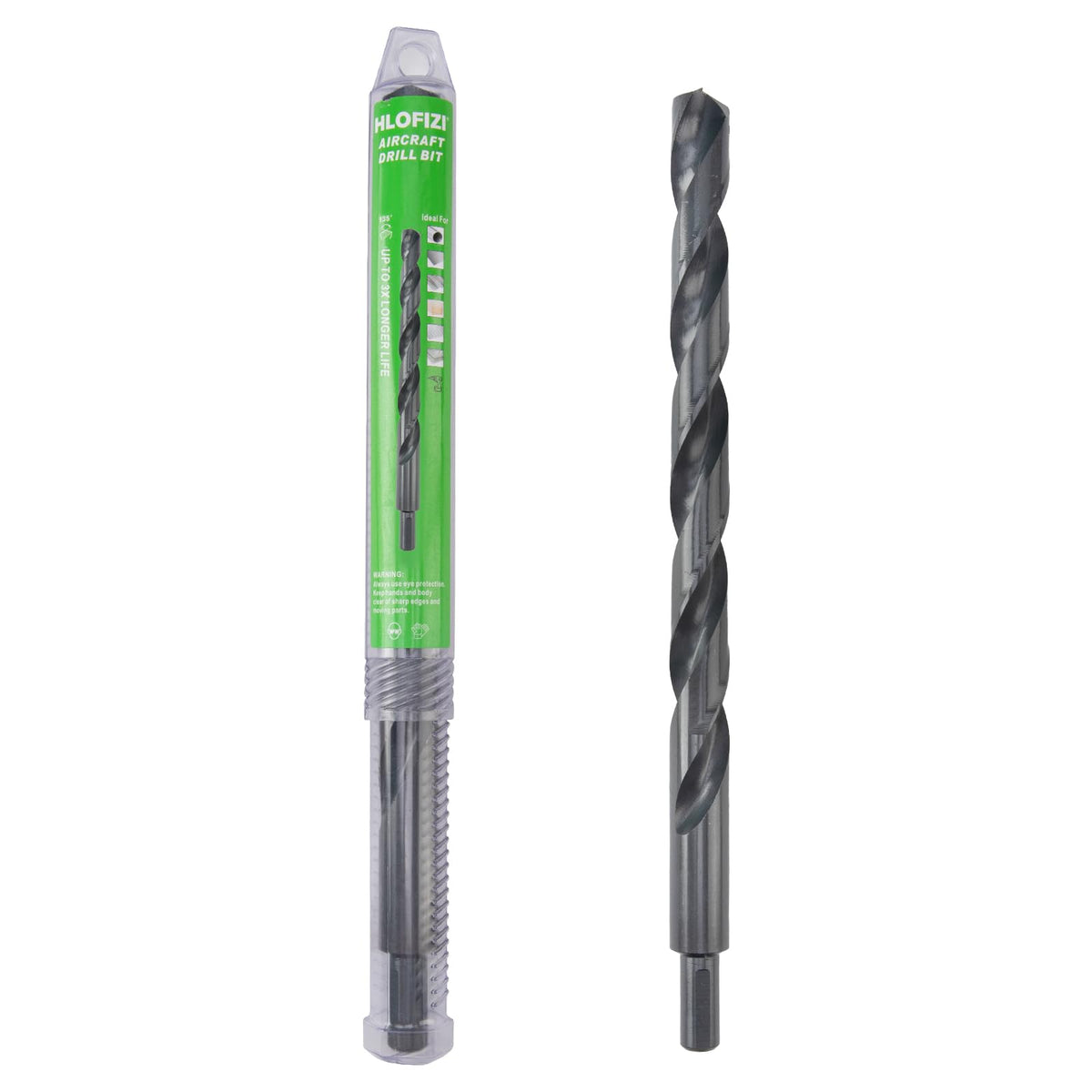 HLOFIZI 5/8 x 12 Inch Long Drill Bits High Speed Steel Black Oxide Drilling for Wood and Metal, with 8-1/2 Inch Flute