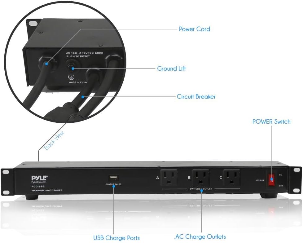19 Outlet 1U 19" Rackmount PDU Power Distribution Supply Center Conditioner Strip Unit Surge Protector 15 Amp Circuit