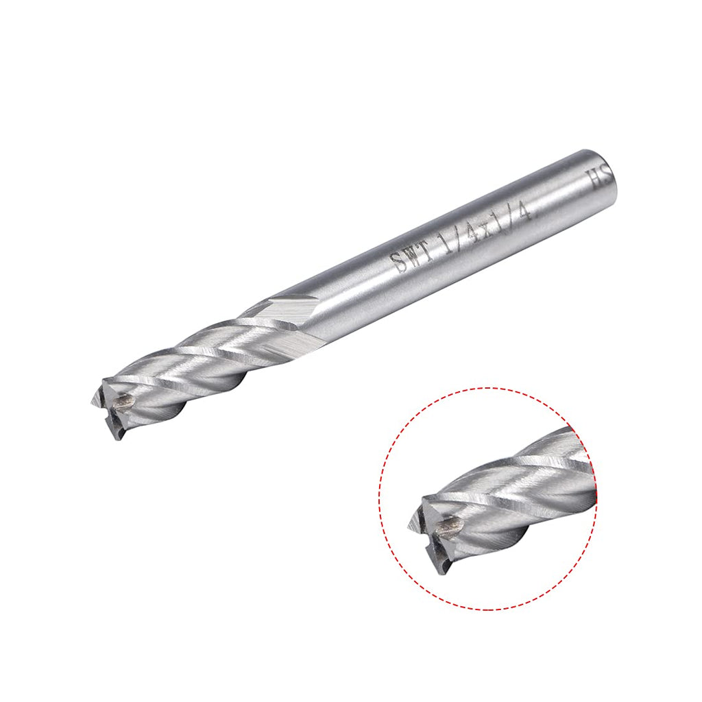 uxcell 1/4" Cutting HSSAL Spiral Drill Bit Straight End Mill Cutter 4 Flute with 1/4" Shank