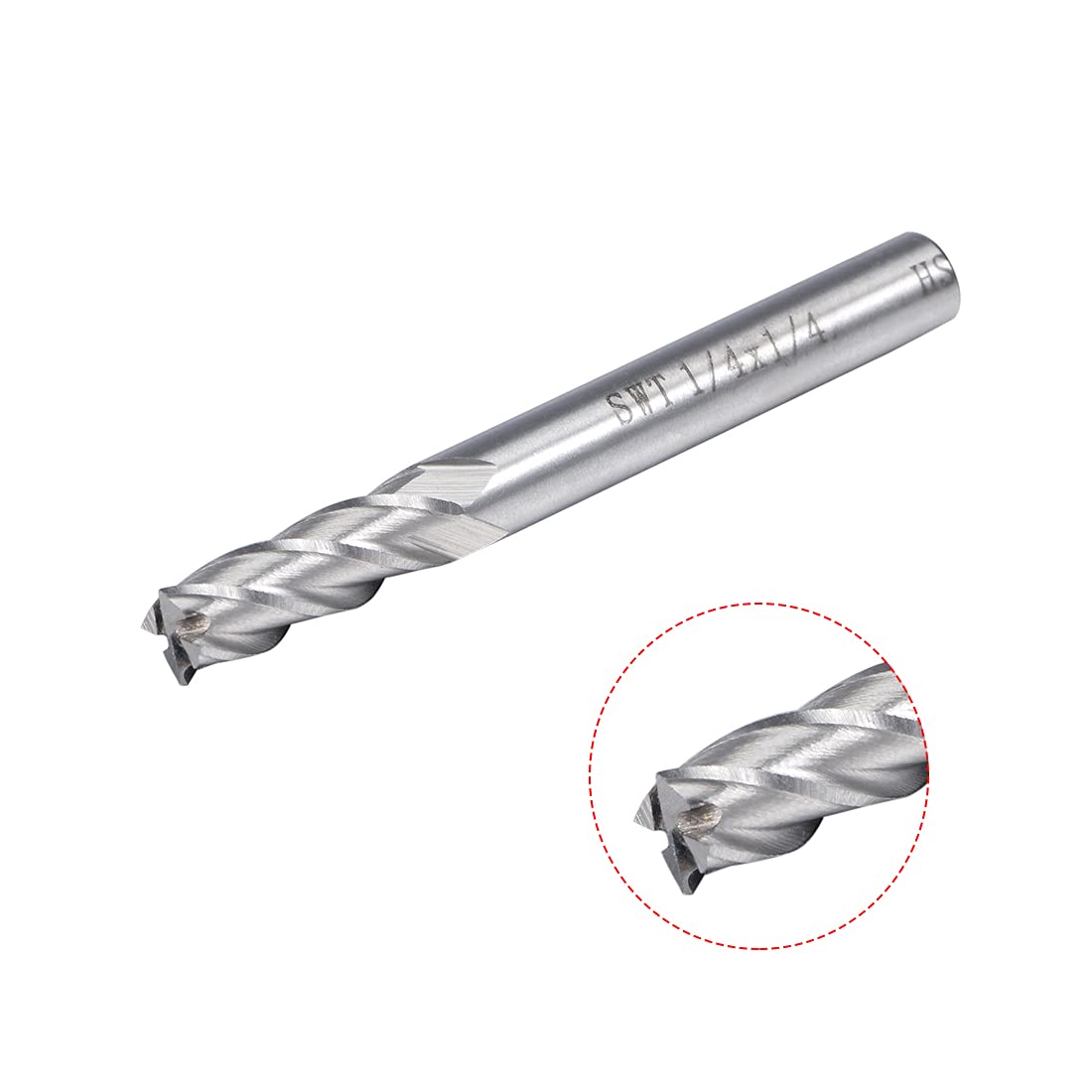 uxcell 1/4" Cutting HSSAL Spiral Drill Bit Straight End Mill Cutter 4 Flute with 1/4" Shank