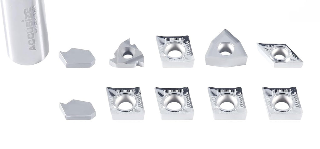 Accusize Carbide Insert Set for 1 in Turning Tool, 10 Pc, for Aluminum