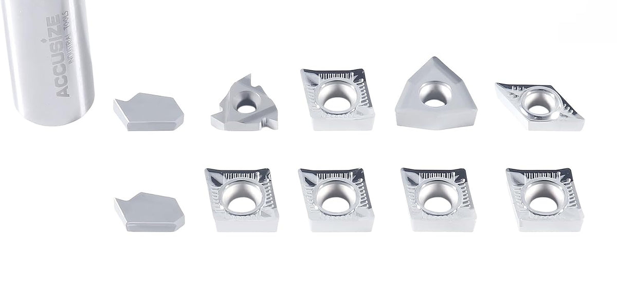 Accusize Carbide Insert Set for 1 in Turning Tool, 10 Pc, for Aluminum
