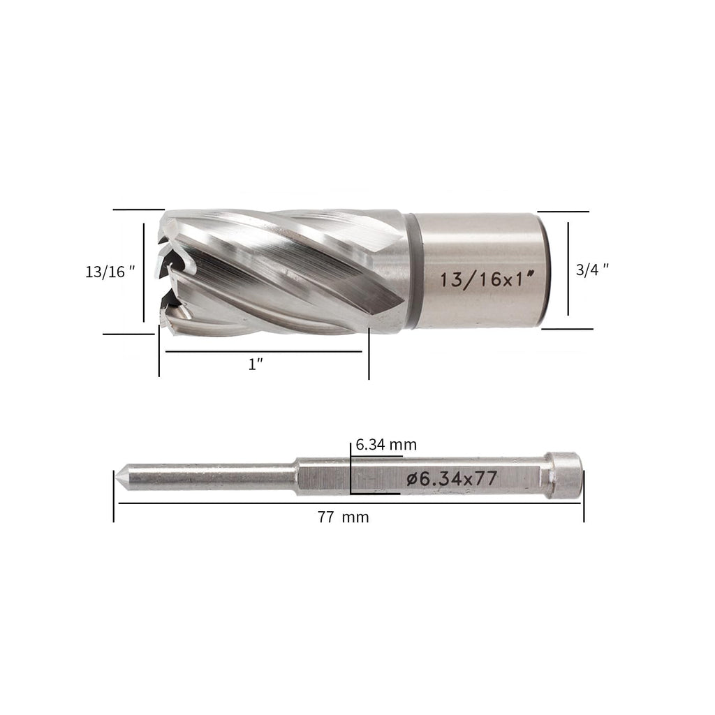YUFUTOL 2 Pcs 13/16" x 1" HSS Annular Cutter with Weldon Shank 3/4"