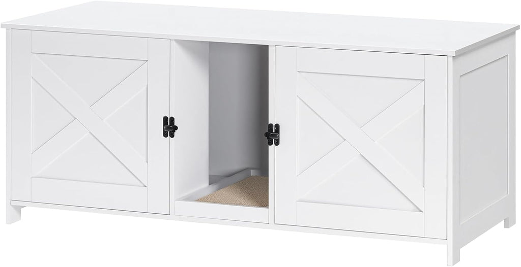 Cat Litter Box Enclosure for 2 Cats, 47.2" Hidden Litter Box Furniture with Double Room, Wooden Cats Washroom with