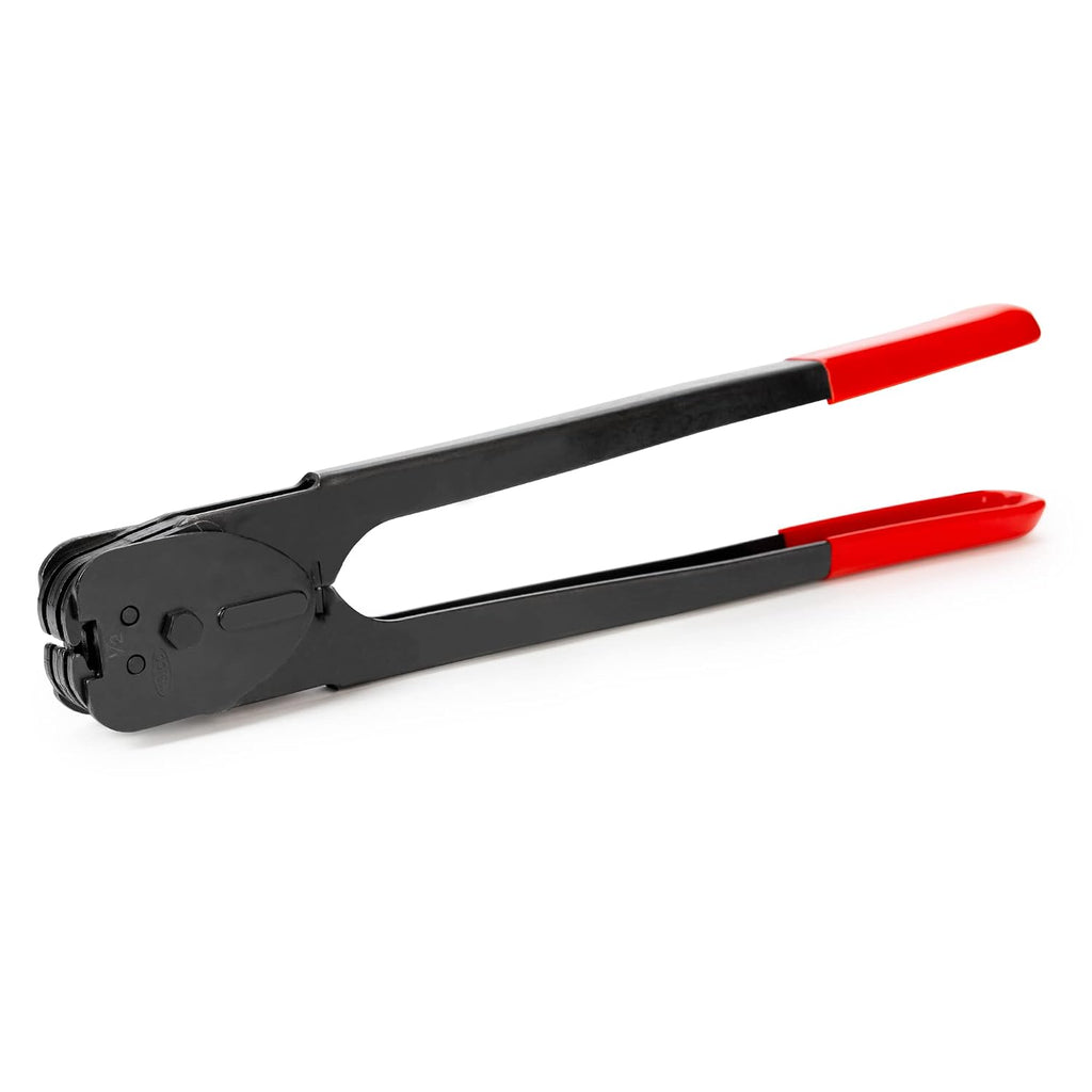 C-3124 Double-Notched Front-Action Sealer/Crimper for 1/2" Steel Strapping – Durable Tool with Long Handle – Good for