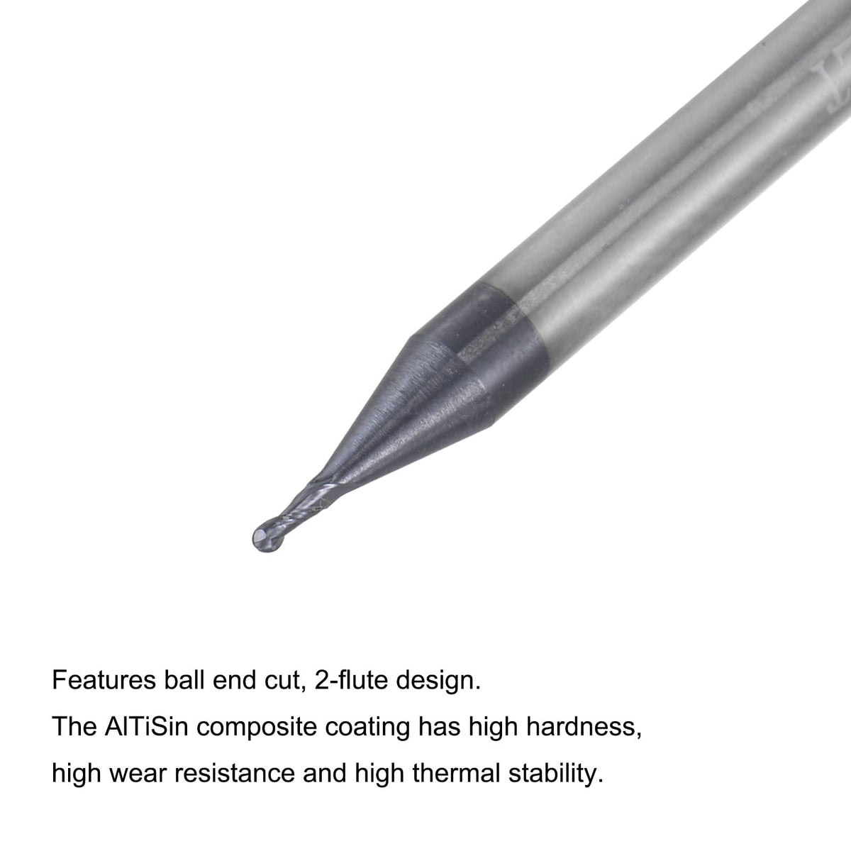 uxcell Ball Nose End Mill 0.5mm Tip Radius Solid Carbide AlTiSin Coated CNC Router Bits 2 Flute Spiral Milling Cutter HRC45 with 4mm Shank 50mm (2-inch) Length