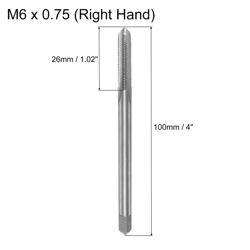 uxcell Metric Thread Tap M6 x 0.75 H2 100mm Extra Long Straight Flute Screw Thread Milling Machine Taps Threading Tapping Repair Tool