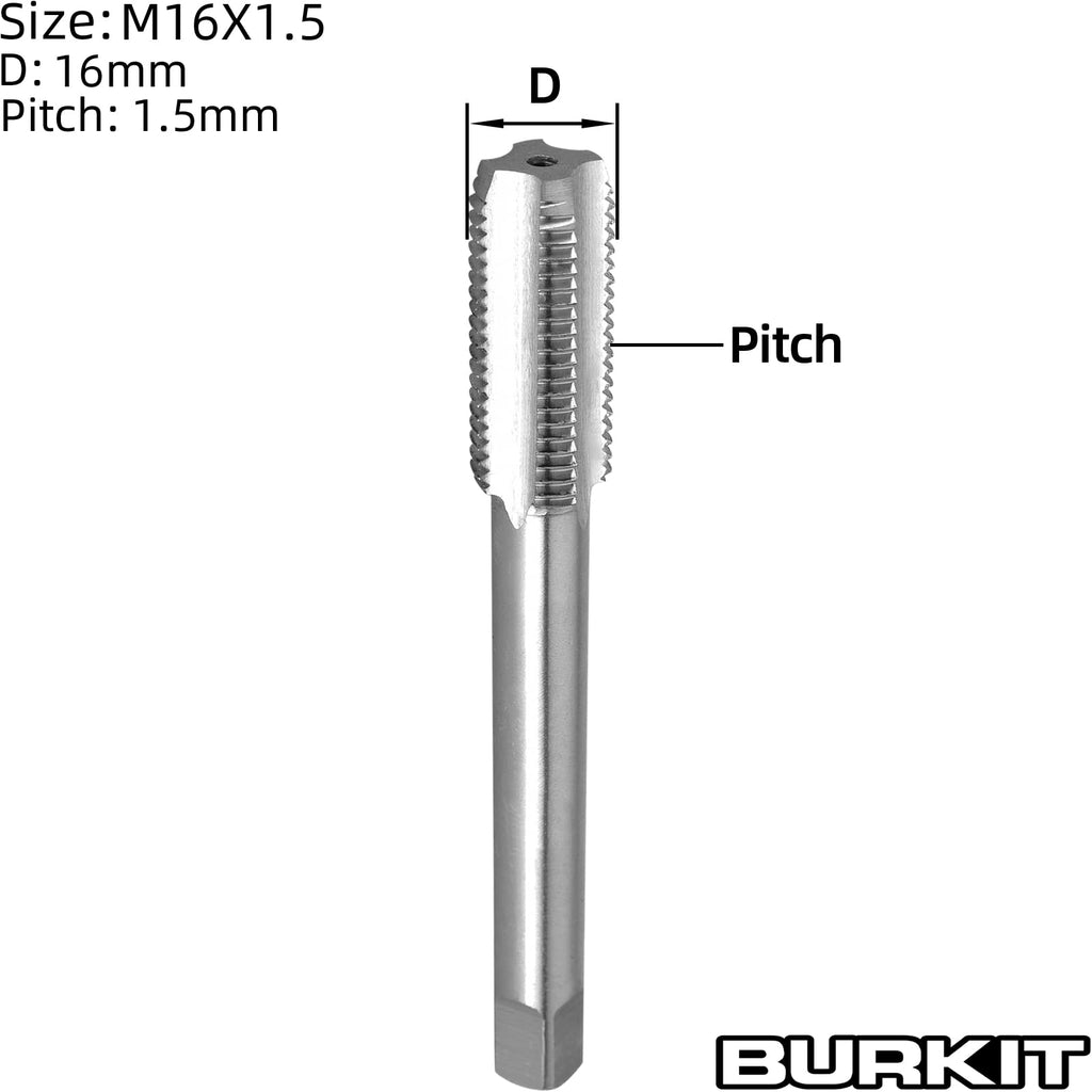 Burkit M16 X 1.5 Thread Tap Right Hand, M16x1.5 Straight Flute Tap