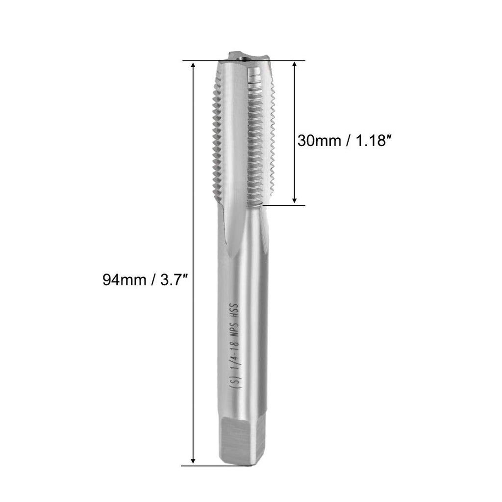 uxcell Machine Tap, 1/4-18 NPS Pipe Tap 4 Straight Flutes High Speed Steel Screw Thread Threading Tapping Tool