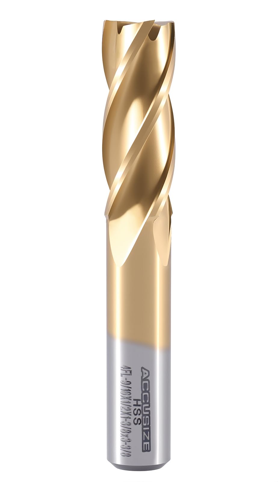 Accusize HSS TiN End Mill Set, 9/16 in Dia, 1/2 in Shank