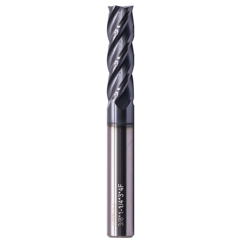 3/8" 4 Flute Solid Carbide Long Square End Mill, 3" OAL, AlTiN Coated