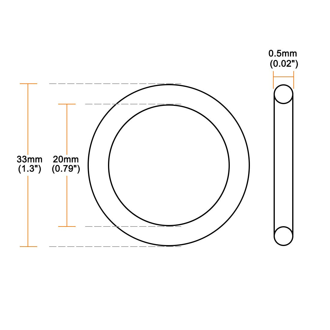uxcell Air Compressor Compression Piston Ring Replacement Part 33mm OD 20mm ID 0.5mm Thickness, Yellow