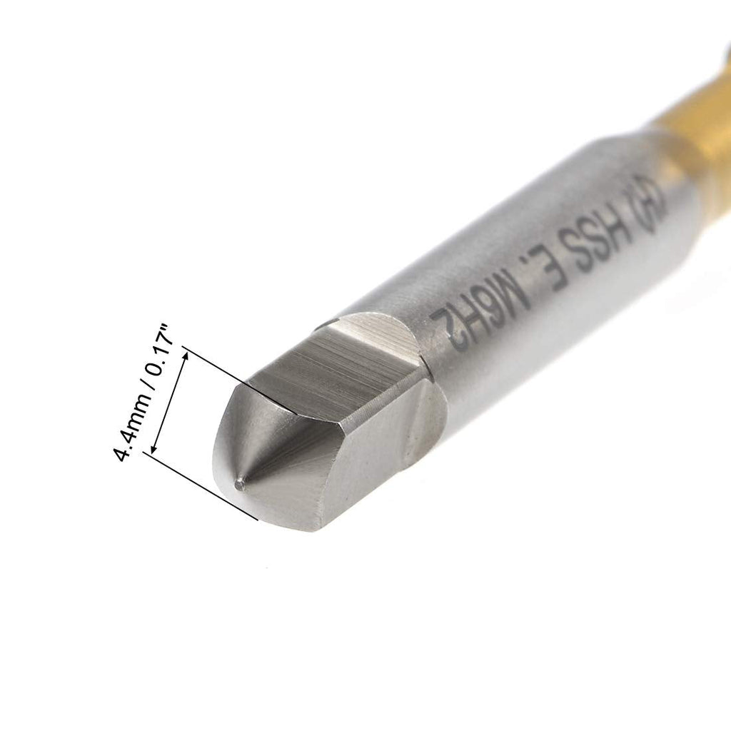 uxcell Spiral Flute Tap M6 Thread H2 Tolerance M35 Cobalt Titanium Plating HSS