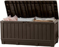 Kentwood 92 Gal Outdoor Storage Box for Patio and Pool Accessories | Brown, Resin, Large, Weatherproof, Lockable
