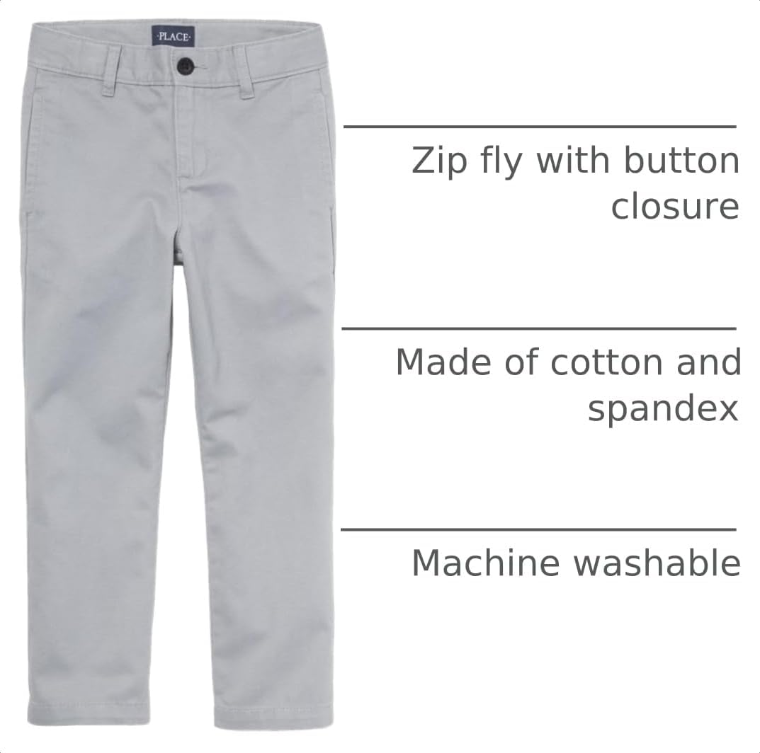 Boys Stretch Chino Pants, Fin Gray Single, 18(Slim)