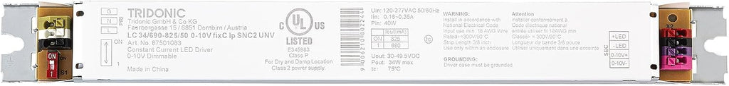 Pack of 5 - Tridonic Linear Essence Series 34 Watts Constant Current LED Driver, 0-10V Dimmable LC 34/690–825/50 0-10V fixC lp SNC2 UNV (87501063)