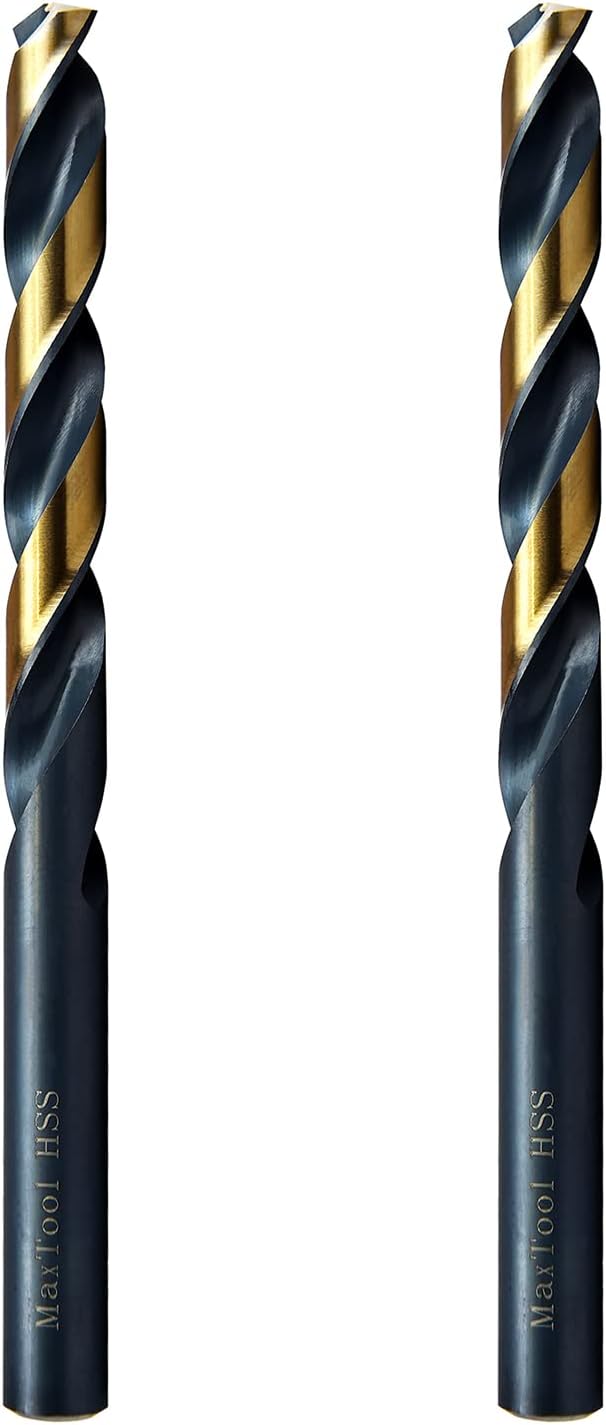 MAXTOOL Letter C 2pcs Identical Jobber Length Drills Dia 0.242" HSS M2 Twist Drill Bits Fully Ground Black-Bronze Straight Shank Drills; JBL02H10RCP2