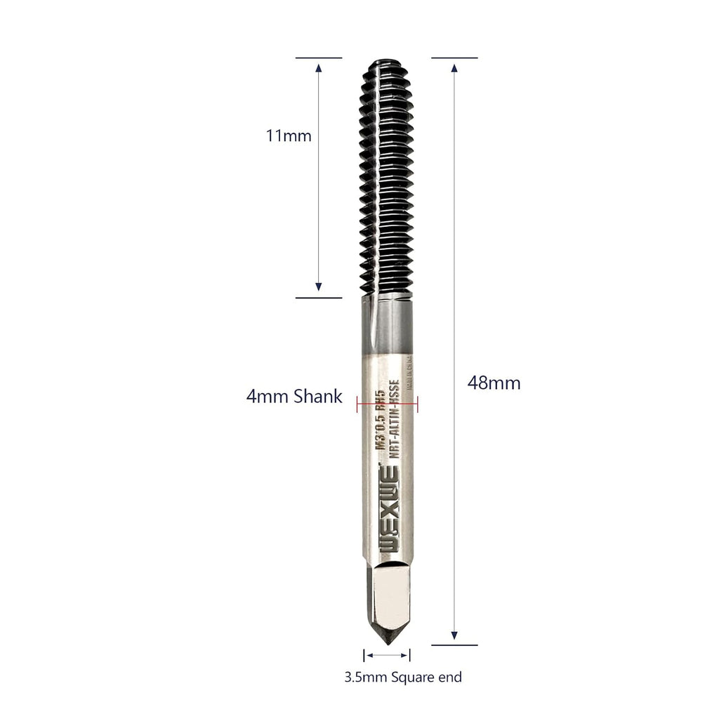 Tools Thread Forming Taps M3*0.5 ALTIN Coating For Steel Metal Tapping,No Chips have, Longer Tapping Life,High Speed Steel Cobalt(HSSCo), Round Shank With Square End, RH7 Tolerance, 1PC