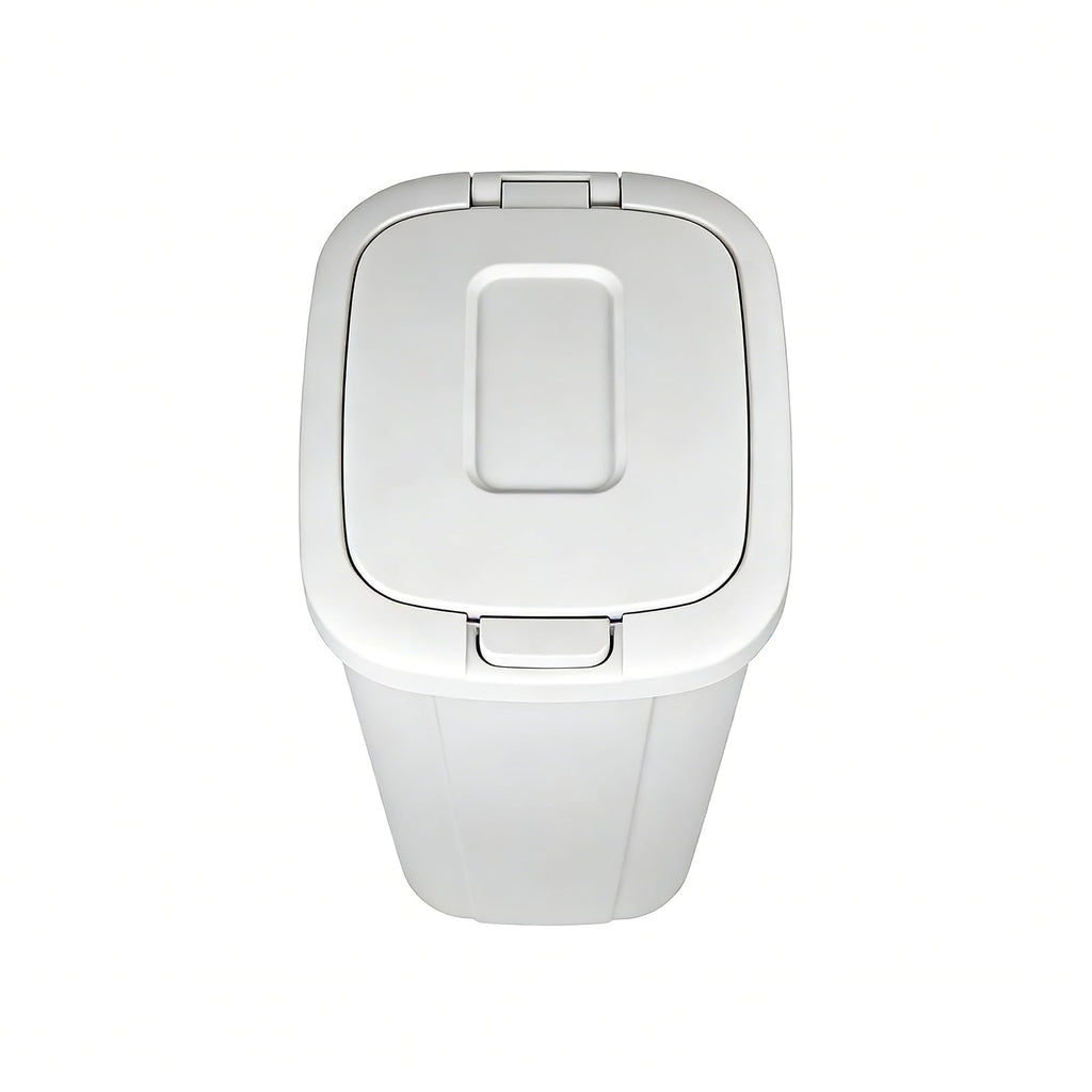 13.3 Gallon Trash Can with Lid, White Plastic Garbage Bin for Home