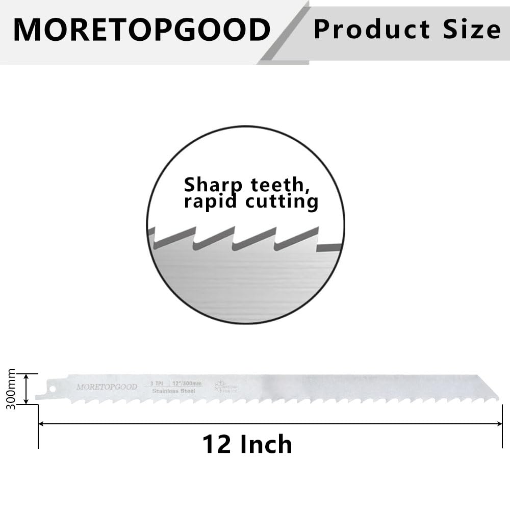 MORETOPGOOD 12 Inch Stainless Steel Reciprocating Saw Blades