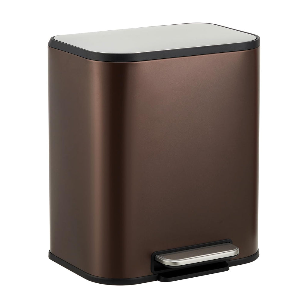 Brown Kitchen Trash Can, 5.3 Gal Stainless Steel Garbage Can