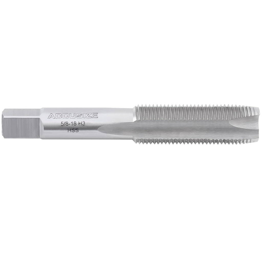 Accusize Industrial Tools 5/8-18Nf H.S.S. Spiral Point Taps, 3 Flutes, American Standard, Fully Ground, Spt-5/8-18