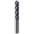 1/2" 4 Flute Solid Carbide Long Ball Nose End Mill, AlTiN Coated, 4" OAL