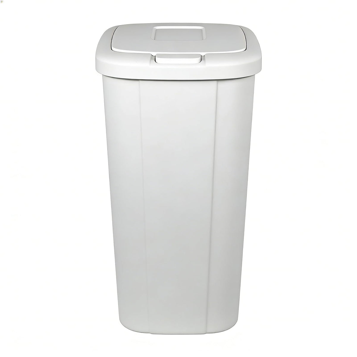 13.3 Gallon Trash Can with Lid, White Plastic Garbage Bin for Home