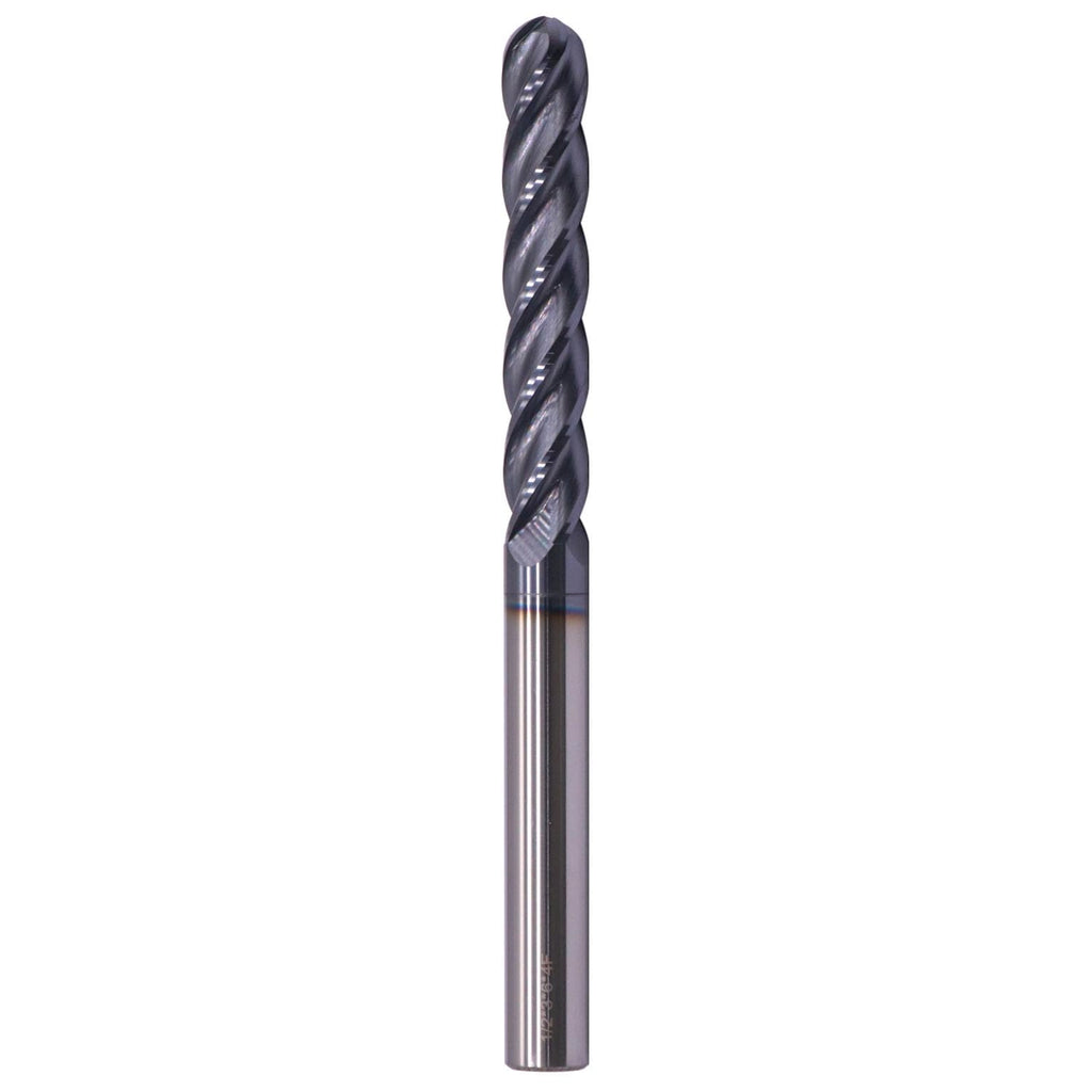 1/2" 4 Flute Solid Carbide Ball Nose End Mill - AlTiN Coated, 3" LOC 6" OAL