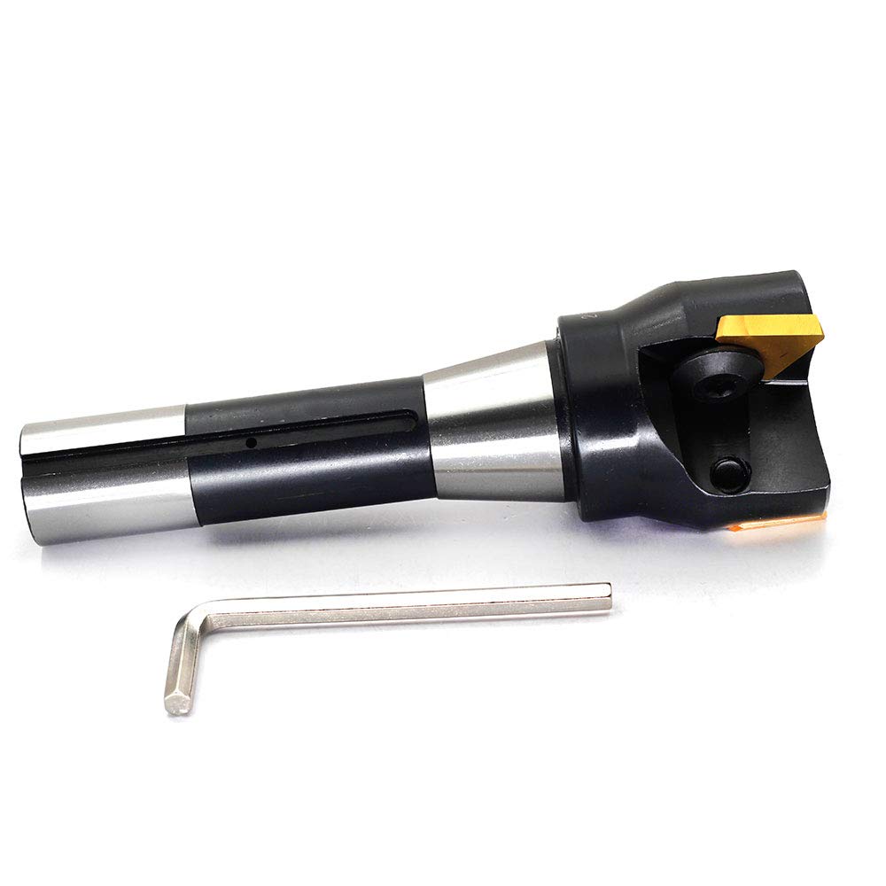 OSCARBIDE Indexable End Mill,R8 Shank,TP43,2" Cutting Depth,3 Flutes