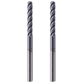 2Pcs 3/16" 4 Flute Solid Carbide Long Ball Nose End Mill Set, AlTiN Coated