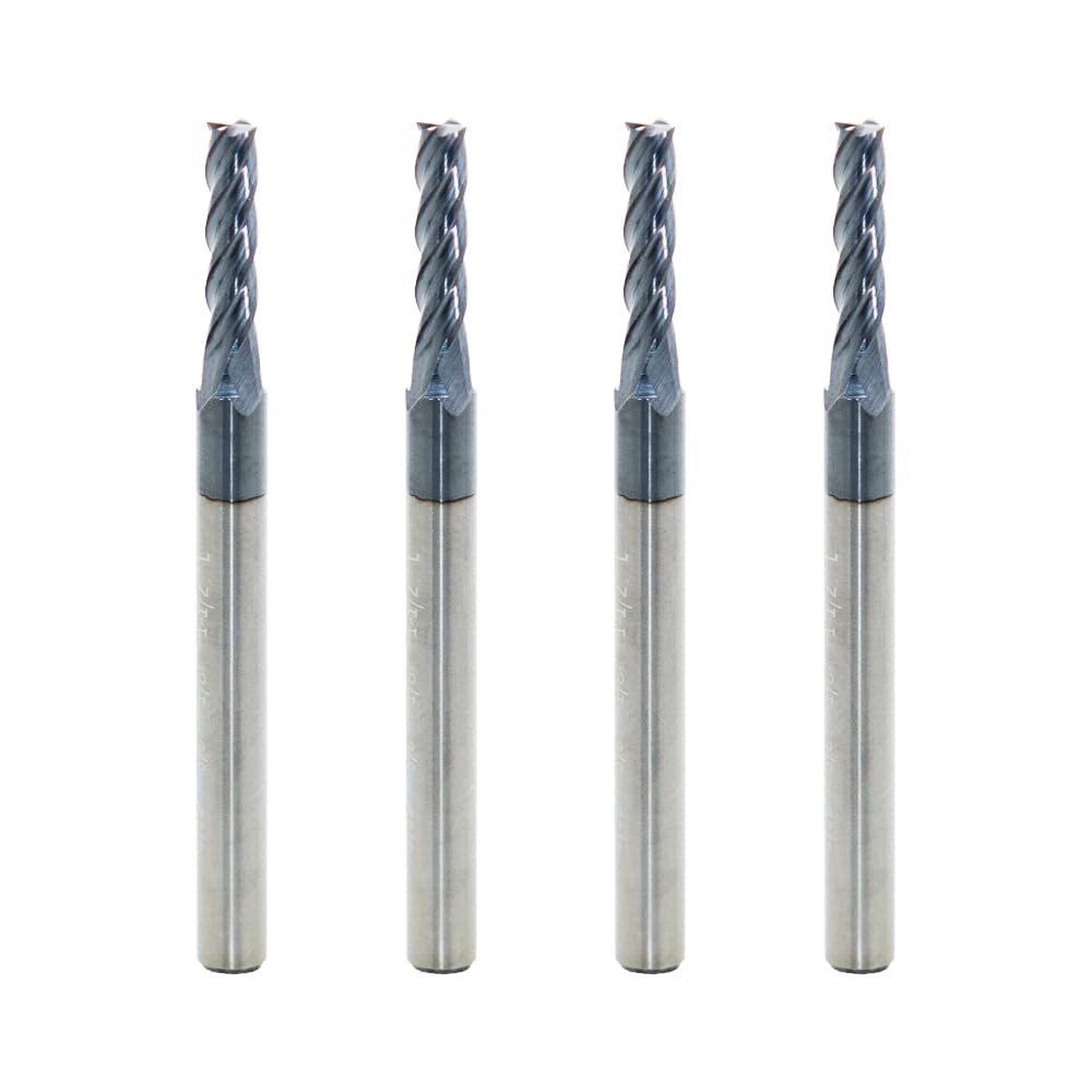 JIANXING 7/64" Carbide Square End Mill, 4 Flute, AlTiN Coating, 4 Pcs