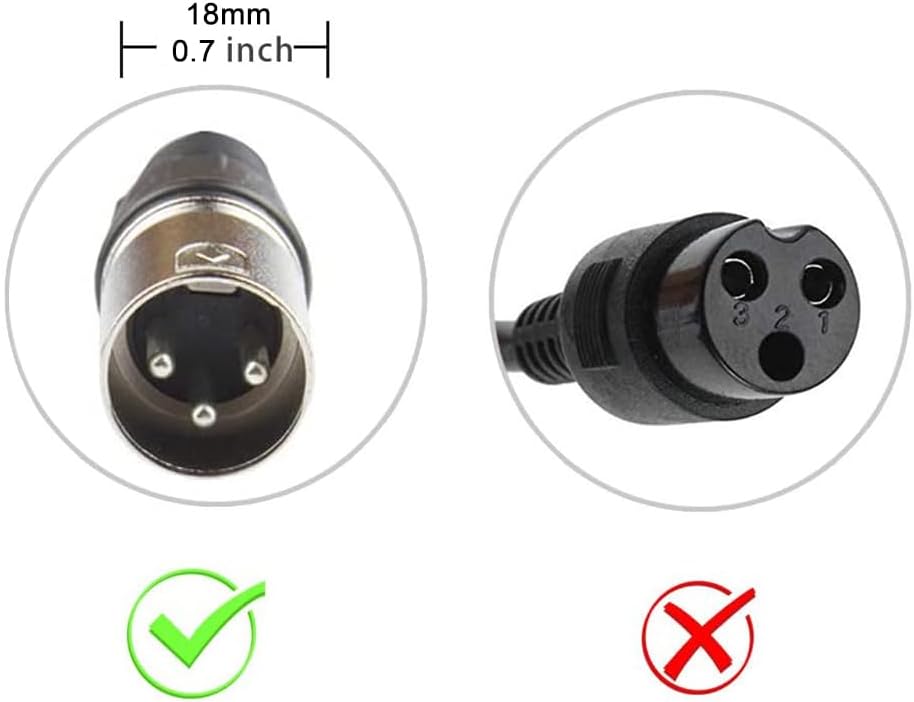 24V 5A 3-Pin Male XLR Charger for Lakematic, Pride Mobility, Jazzy Power Chair, Shoprider, Drive Medical, Golden Technologies, Rascal 200T/500T/301 PC 24BC5000TF-1, Only for Lead Acid
