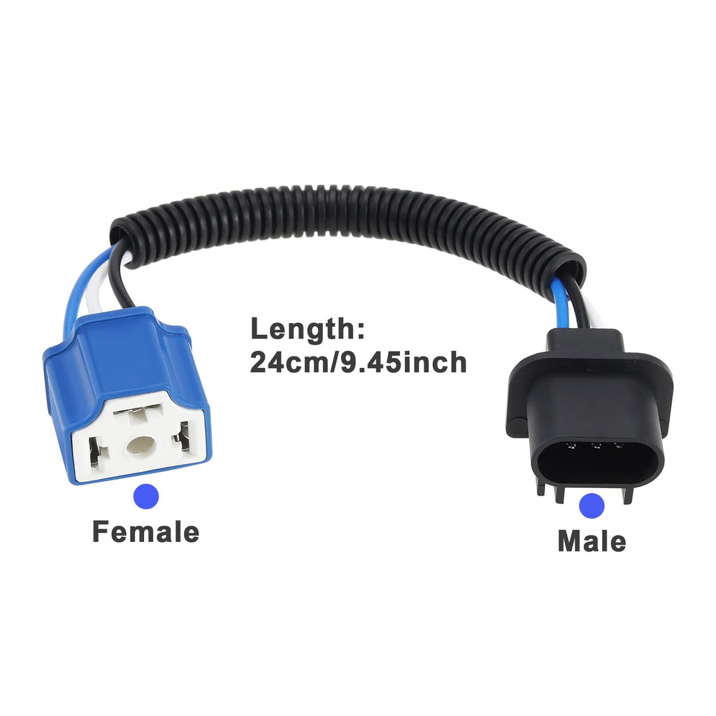 The Lord of the Tools 4Pcs H4 to H13 Headlight Conversion Wiring Harness Connector Replacement Compatible with Jeep Wrangler JK JKU H4 Female to H13 Male Adapter