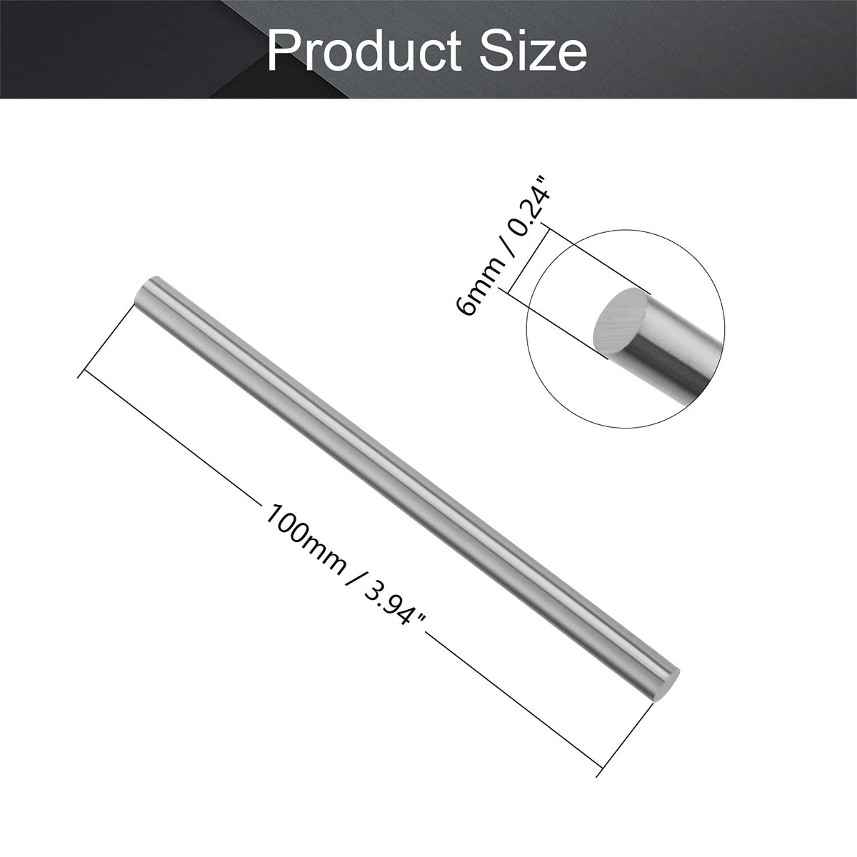 Utoolmart Round Steel Rod, 6mm HSS Lathe Bar Stock Tool 100mm Long, for Shaft Gear Drill Lathes Boring Machine Turning Miniature Axle, Cylindrical Pin DIY Craft Tool, 10pcs