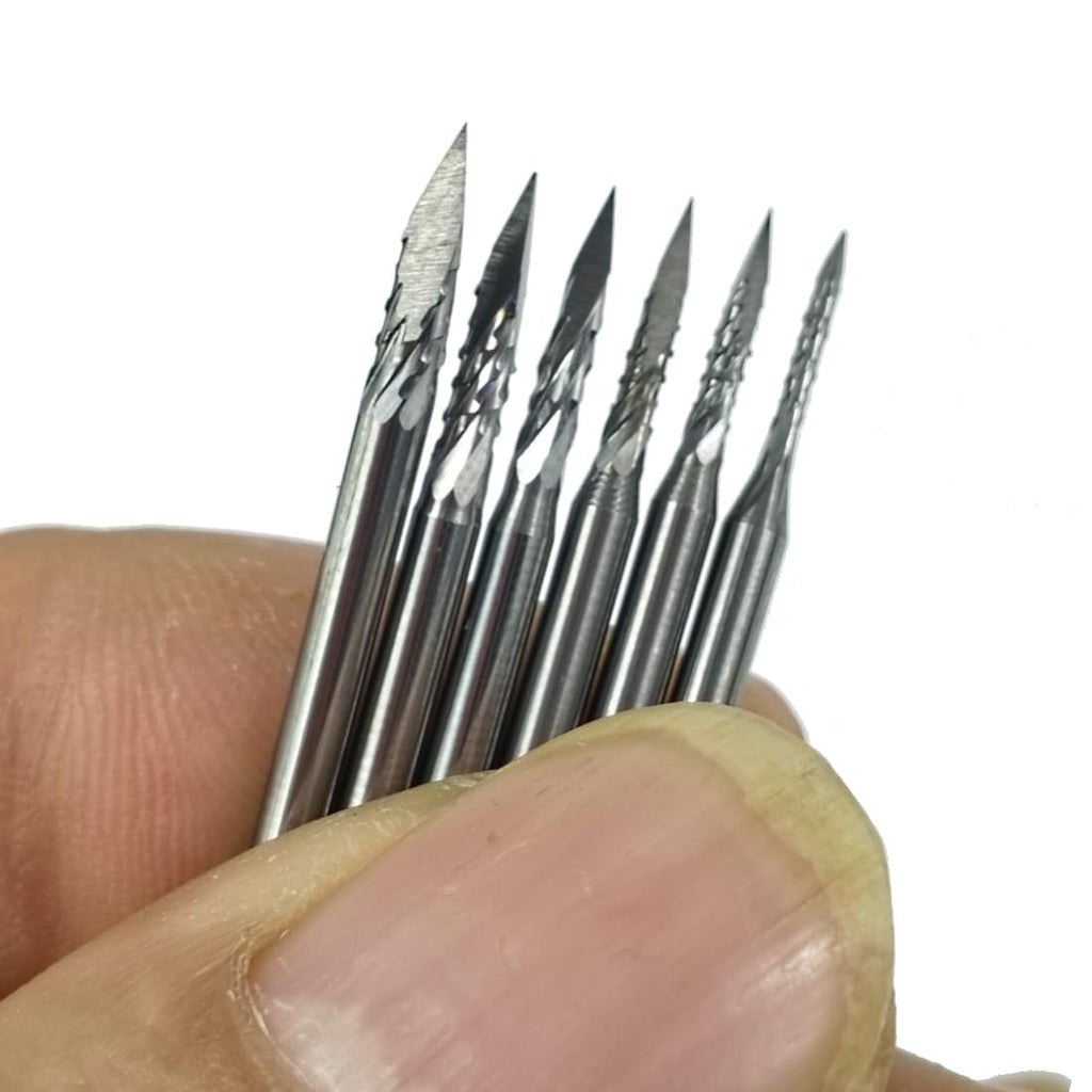 Luo ke 6 Pcs 3/32'' Shank Tip Cone Shape Aluminum Cutting Burr (010-023)