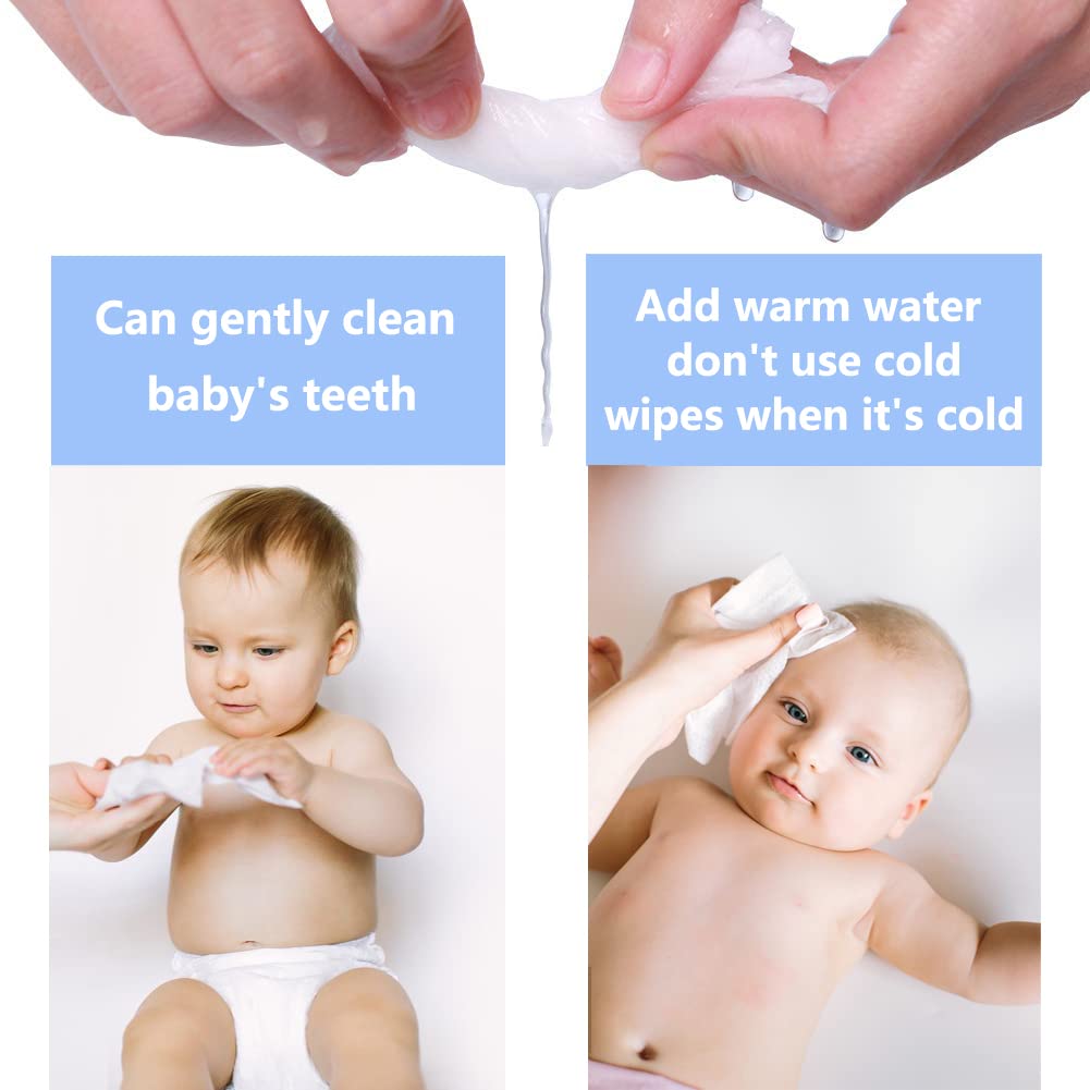 Dry Baby Wipes, Made of 100% cotton, Chemical-free Unscented, Ultra Absorbent Cotton, Wet and Dry Use Tissues for