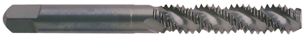 YG-1 C3 Series Vanadium Alloy HSS Spiral Flute Tap, Uncoated (Bright) Finish, Round Shank with Square End, Bottoming Chamfer, #6-32 Thread Size, H3 Tolerance