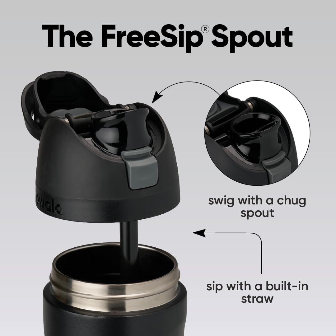 FreeSip Stainless Steel Water Bottle 24 oz Very, Very Dark