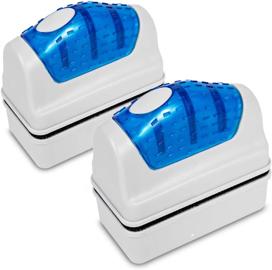 Aquarium Cleaner Fish Tank Glass Cleaner Algae Scraper Magnetic Scrubber Algae Clean Brush, 2 Pcs, 1 Yr Warranty