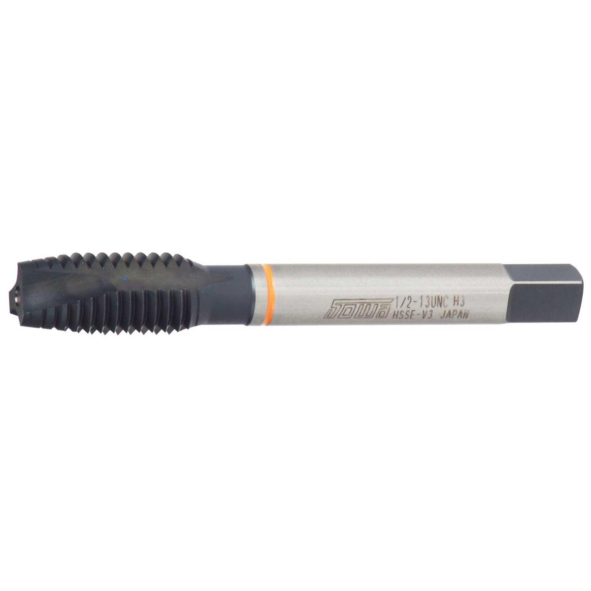 Sowa M24 x 3mm ISO Metric Coarse Orange Ring HSSE‑V3 Spiral Point Tap – HSSE Tap, 4.5P Chamfer, 4-29/32" Overall Length, Black Oxide Finish, Right‑Hand, D7 Tolerance