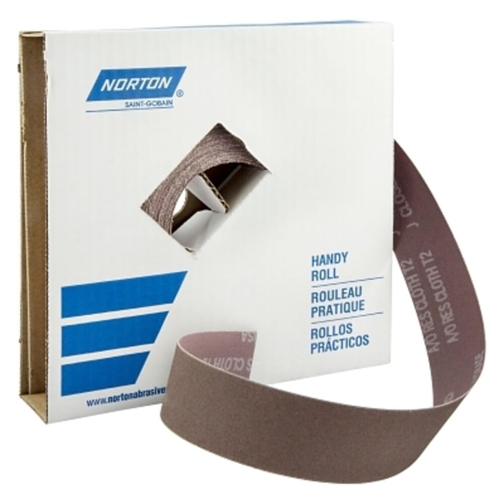 Norton K225 Metalite Abrasive Roll, Cloth Backing, Aluminum Oxide, 1-1/2" Width x 50yd Length, Grit P120