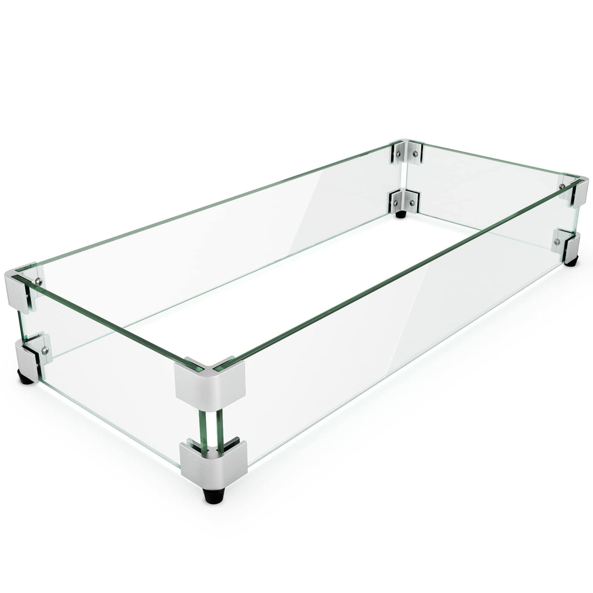 29 x 13 Inch Glass Wind Guard for Rectangular Fire Pit Table, Thick and Sturdy Tempered Glass Panel with Hard