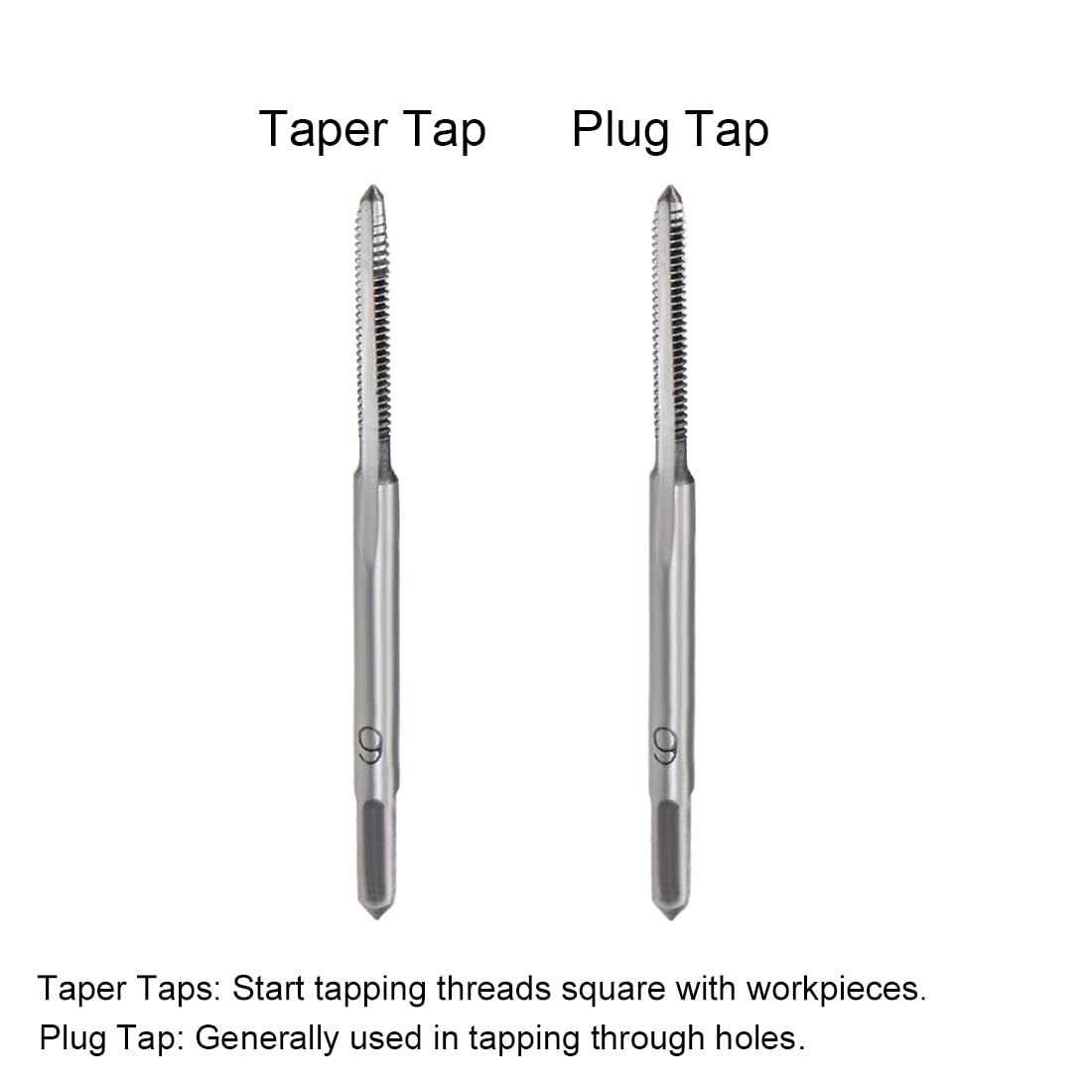uxcell 5 Pairs Metric Hand Threading Tap Set M1.6 Thread 0.35mm Pitch Taper & Plug Milling Taps Straight Flutes High Speed Steel