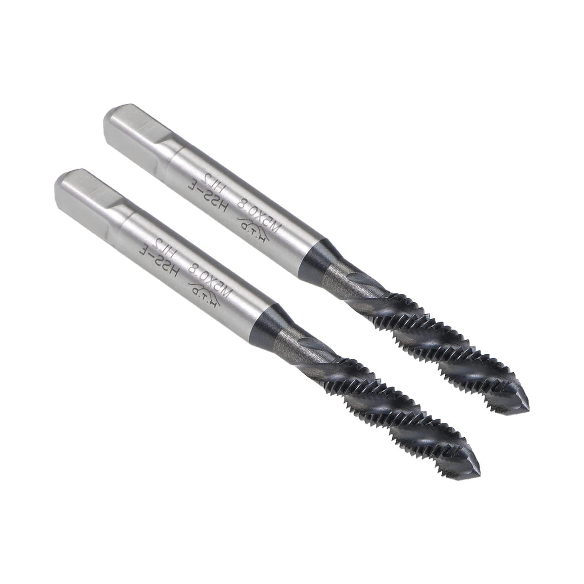 Boxonly Spiral Flute Thread Tap M5 x 0.8mm, for Processing Blind Holes and Sticky Materials, HSS Nitriding Coated, H2 Tolerance, Metric Machine Threading Tap Screw Thread Tapping Tool, 2pcs
