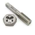M12x1.75 Metric Tap and Die Set Right Hand HSS Tap & GCr15 Hex Die for Metal Thread Repair